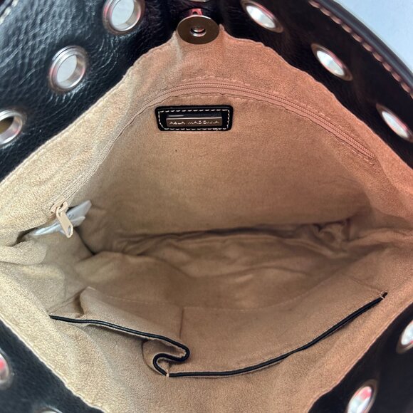 Aqua Madonna Crossbody/Shoulder Bag in Black, accented with Grommets and Studs - Picture 7 of 14